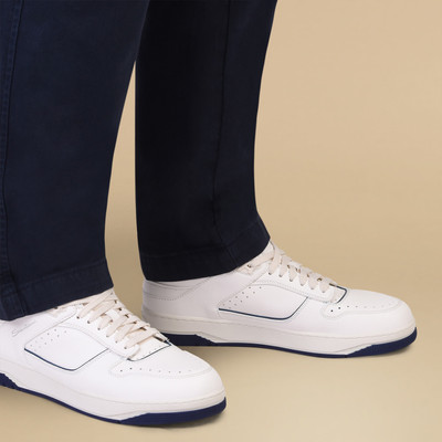 Santoni Men's white and blue leather Sneak-Air sneaker outlook