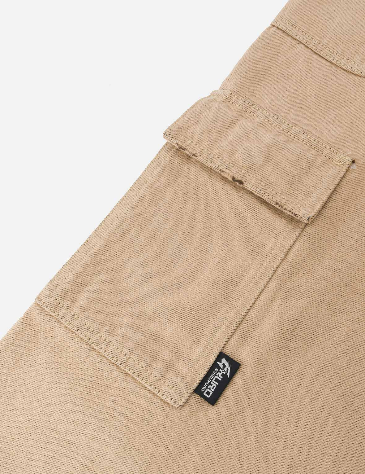 Two Tone Distressed Oversized Cargo Pants - 10