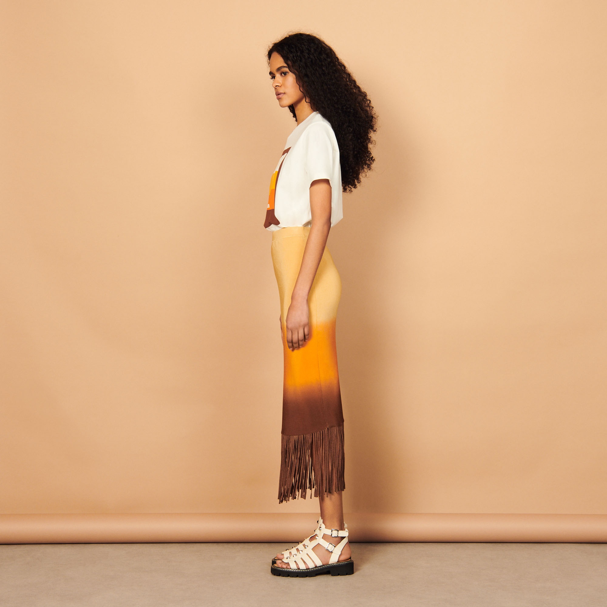 Midi skirt with tie-dye fringing - 4