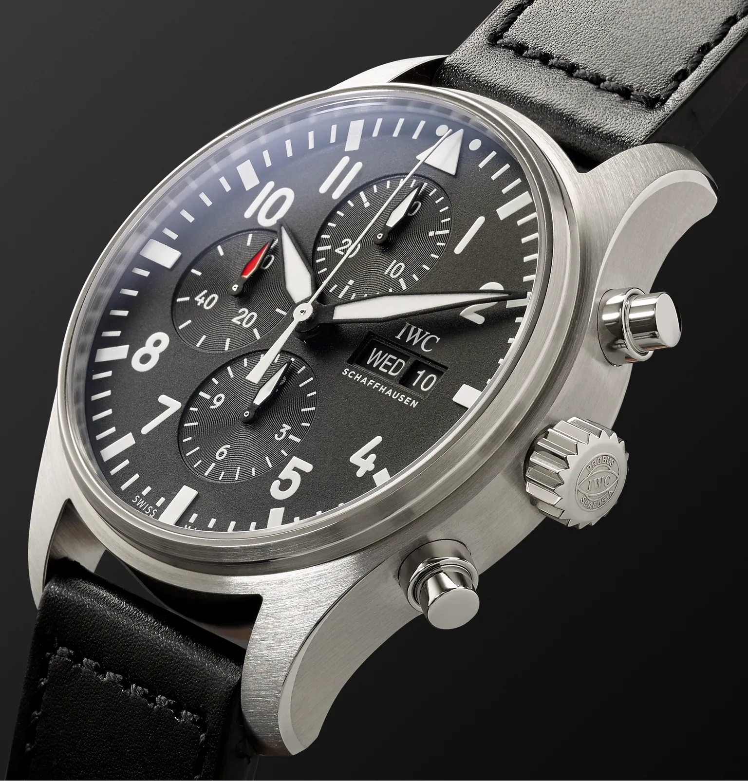 Pilot's Automatic Chronograph 43mm Stainless Steel and Leather Watch, Ref. No. IW377709 - 4