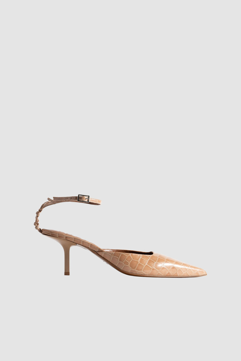 Teese Light Tan Croco Embossed Leather Pump 1