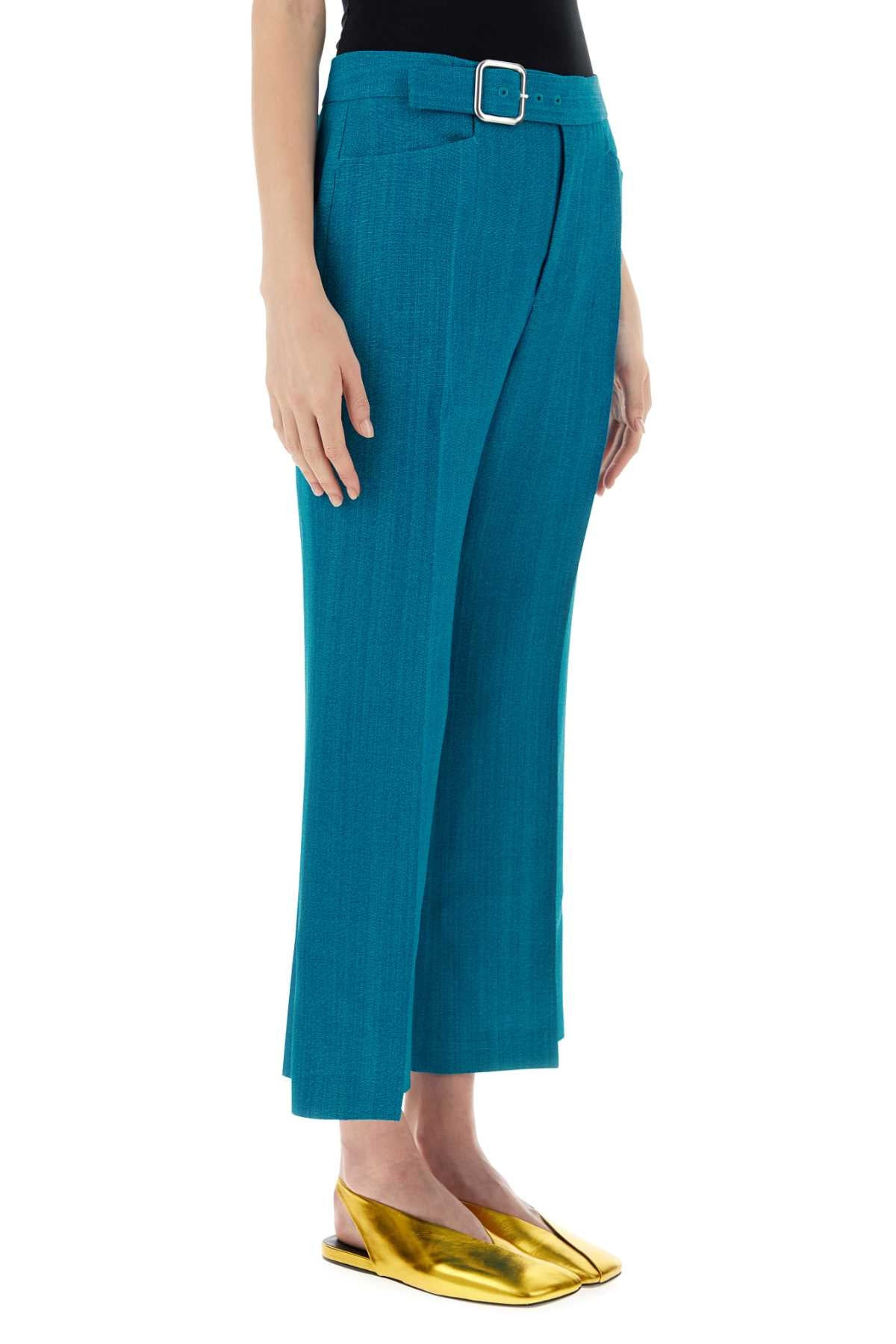 Jil Sander Women Petrol Blue Viscose Blend Pant - 3
