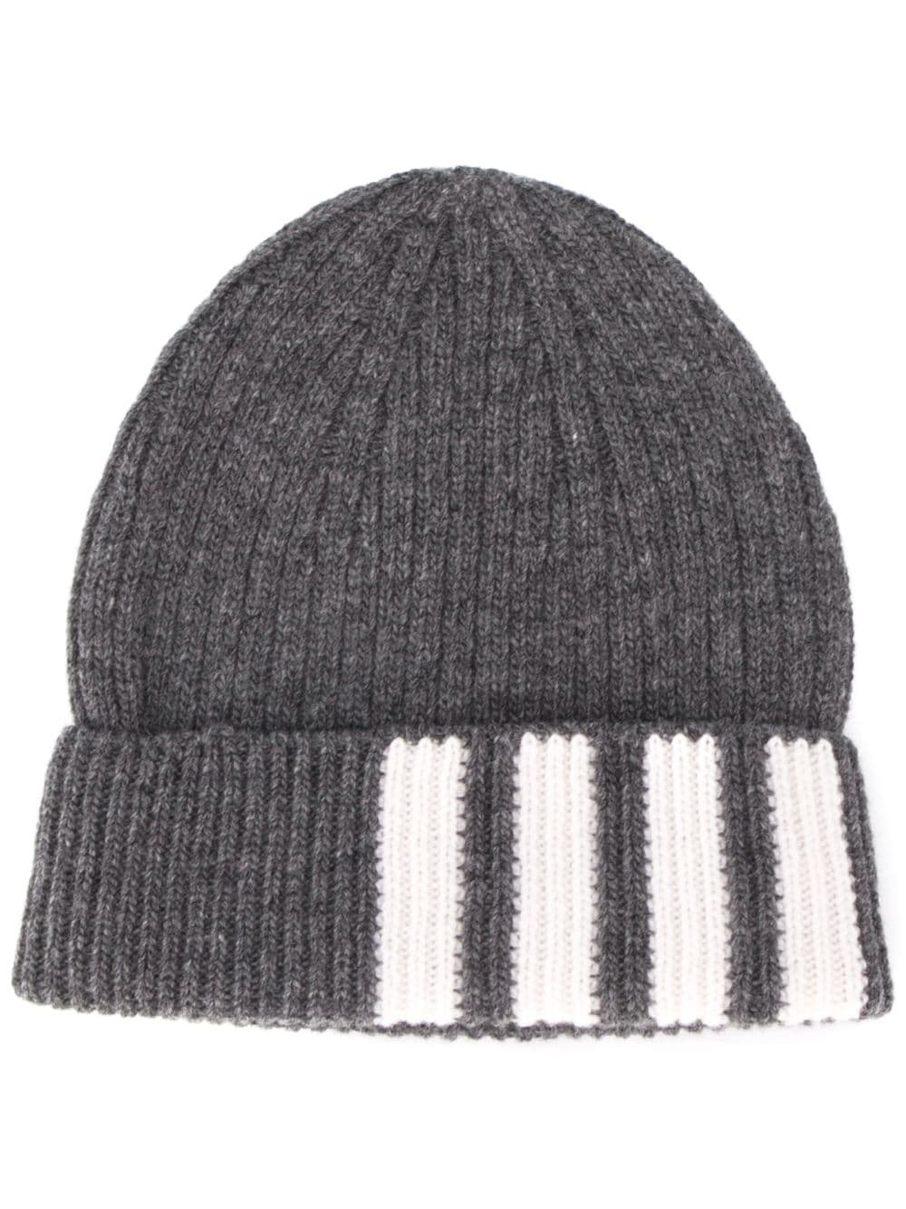 4-Bar stripe cashmere rib beanie - 1