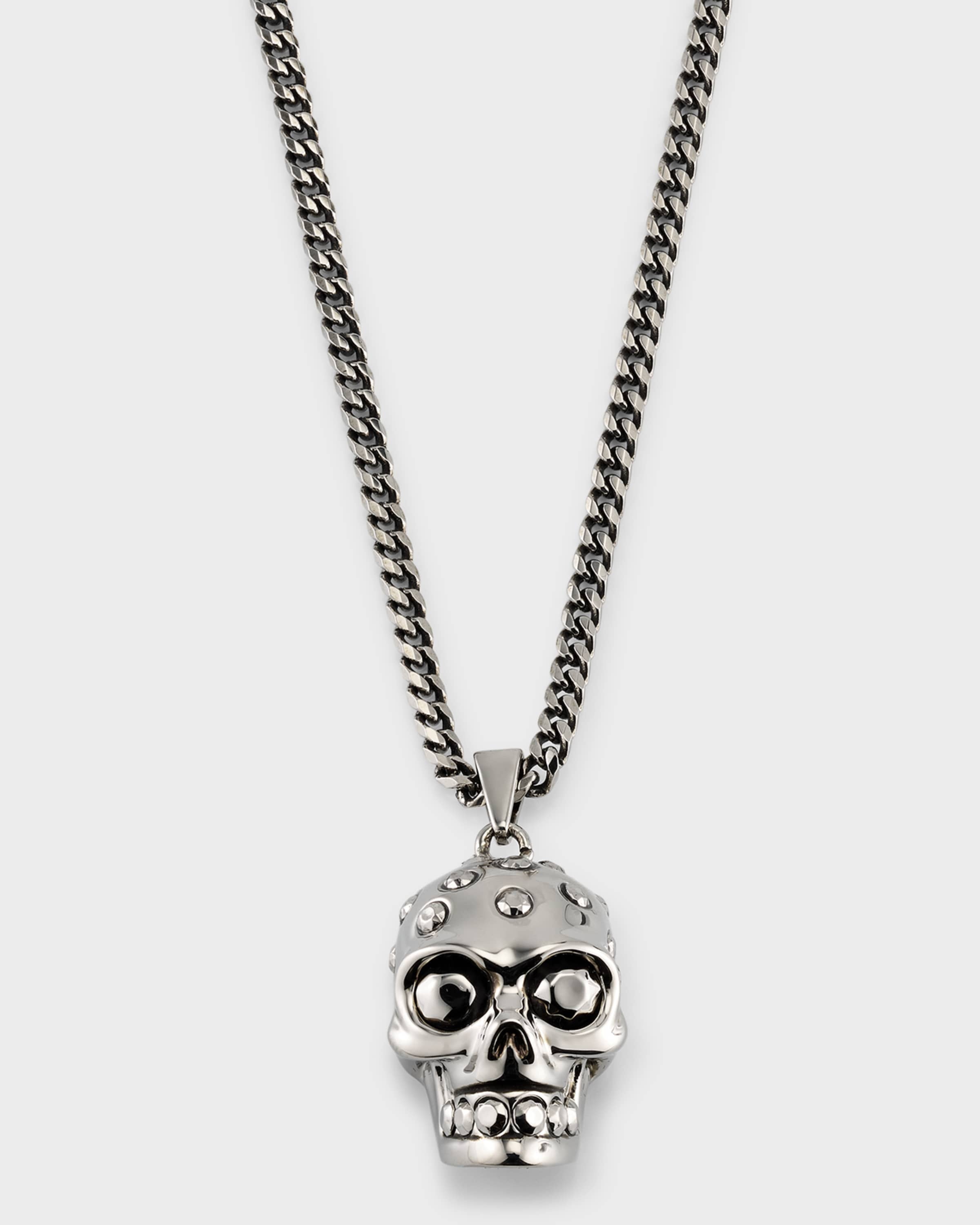 Men's Crystal Skull Pendant Chain Necklace - 1