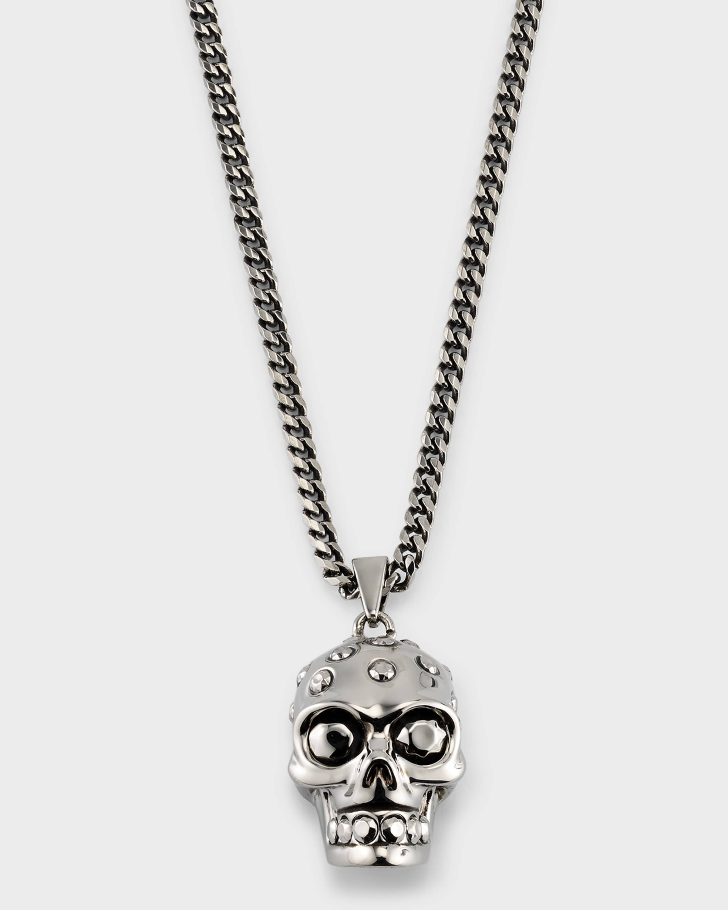 Alexander McQueen Men's Crystal Skull Pendant Chain Necklace