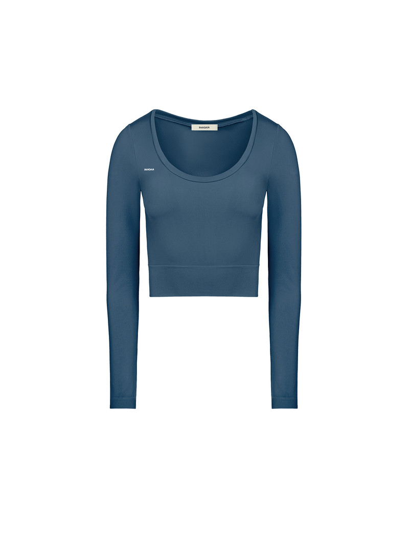 Women's Plant-Stretch Long Sleeve Cropped Top - Storm Blue 1