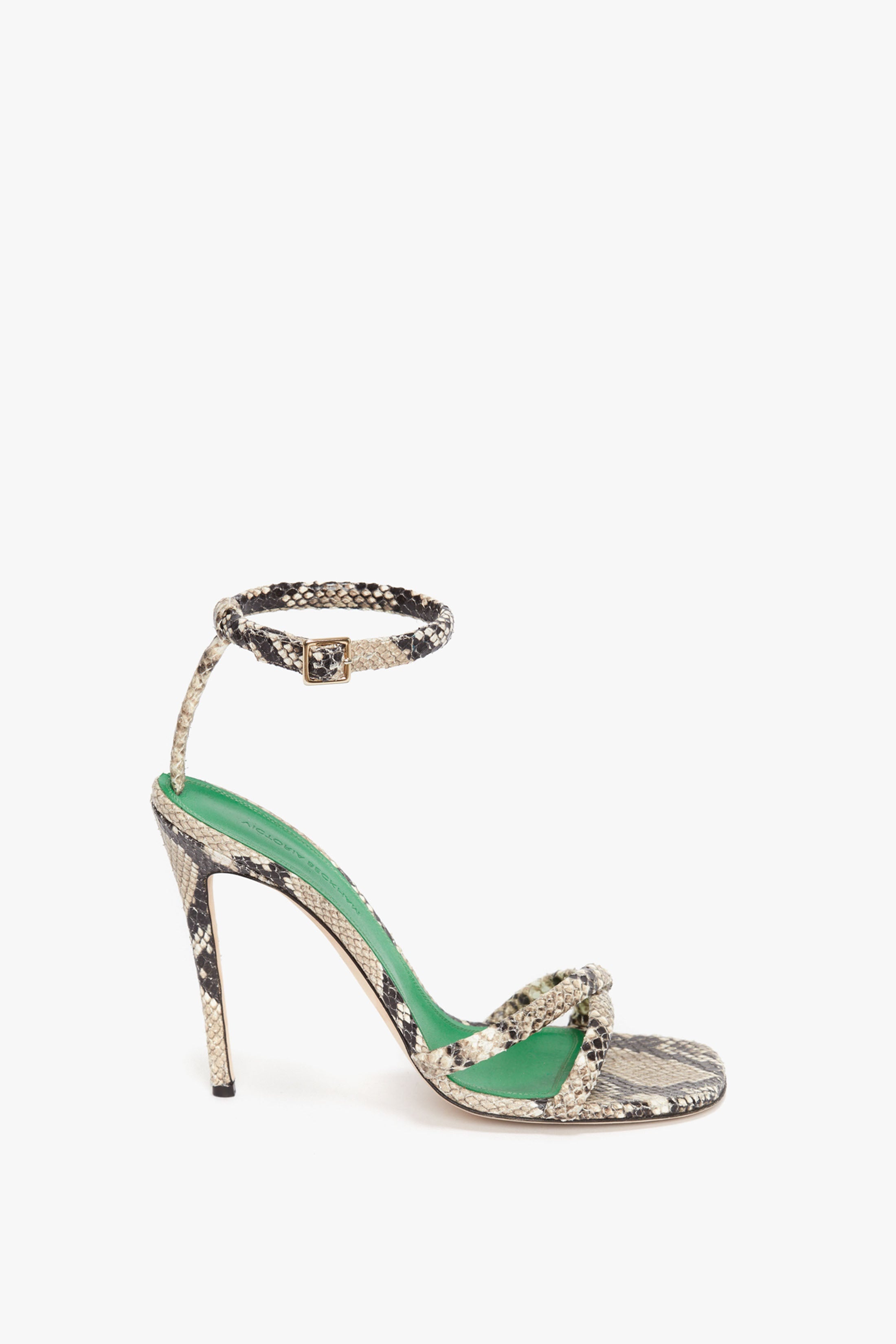 Anne Sandal In Cream Printed Snakeskin - 1