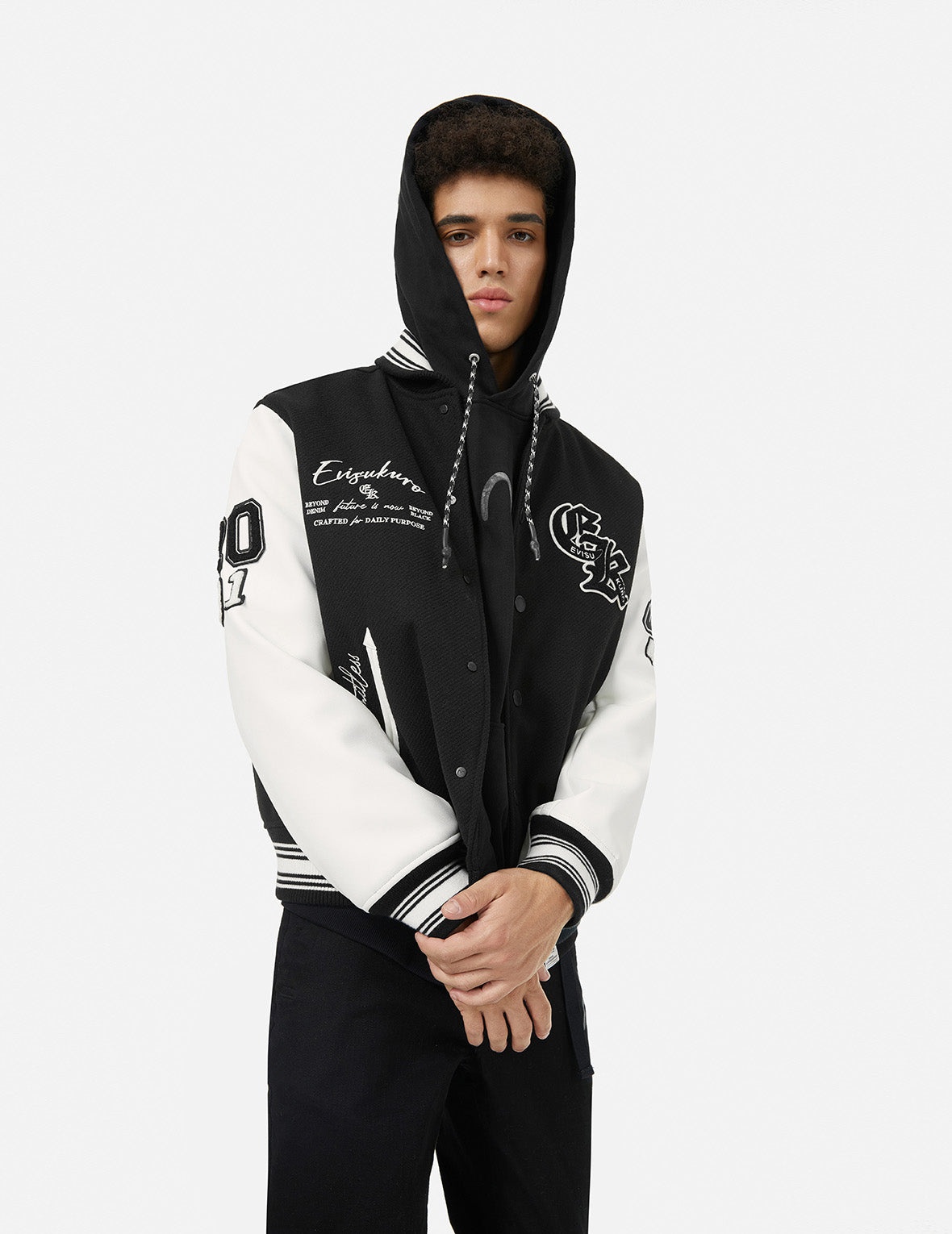 Multi Logo Badge Embroidery Relax Fit Padded Baseball Jacket - 4