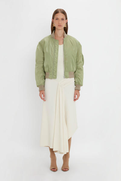 Victoria Beckham Cropped Bomber Jacket In Avocado outlook
