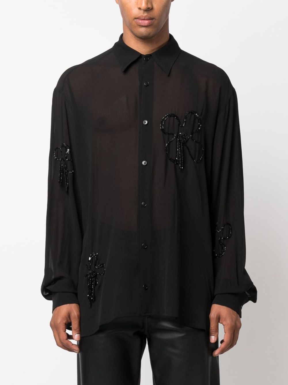 bead-embellished silk shirt - 3