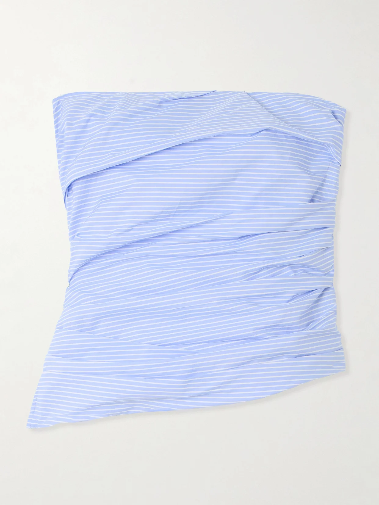 Emerson Strapless Ruched Pinstriped Cotton-poplin Bustier Top - 1