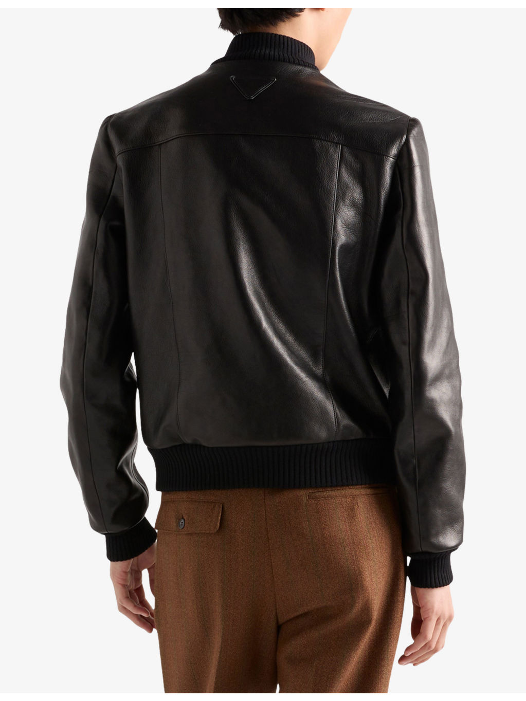 Patch-Pocket Leather Bomber Jacket - 3