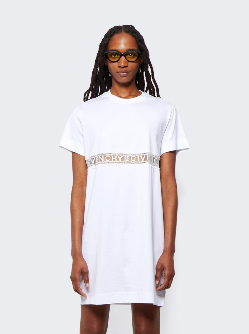 Lace Incrustation T-shirt Dress White 3