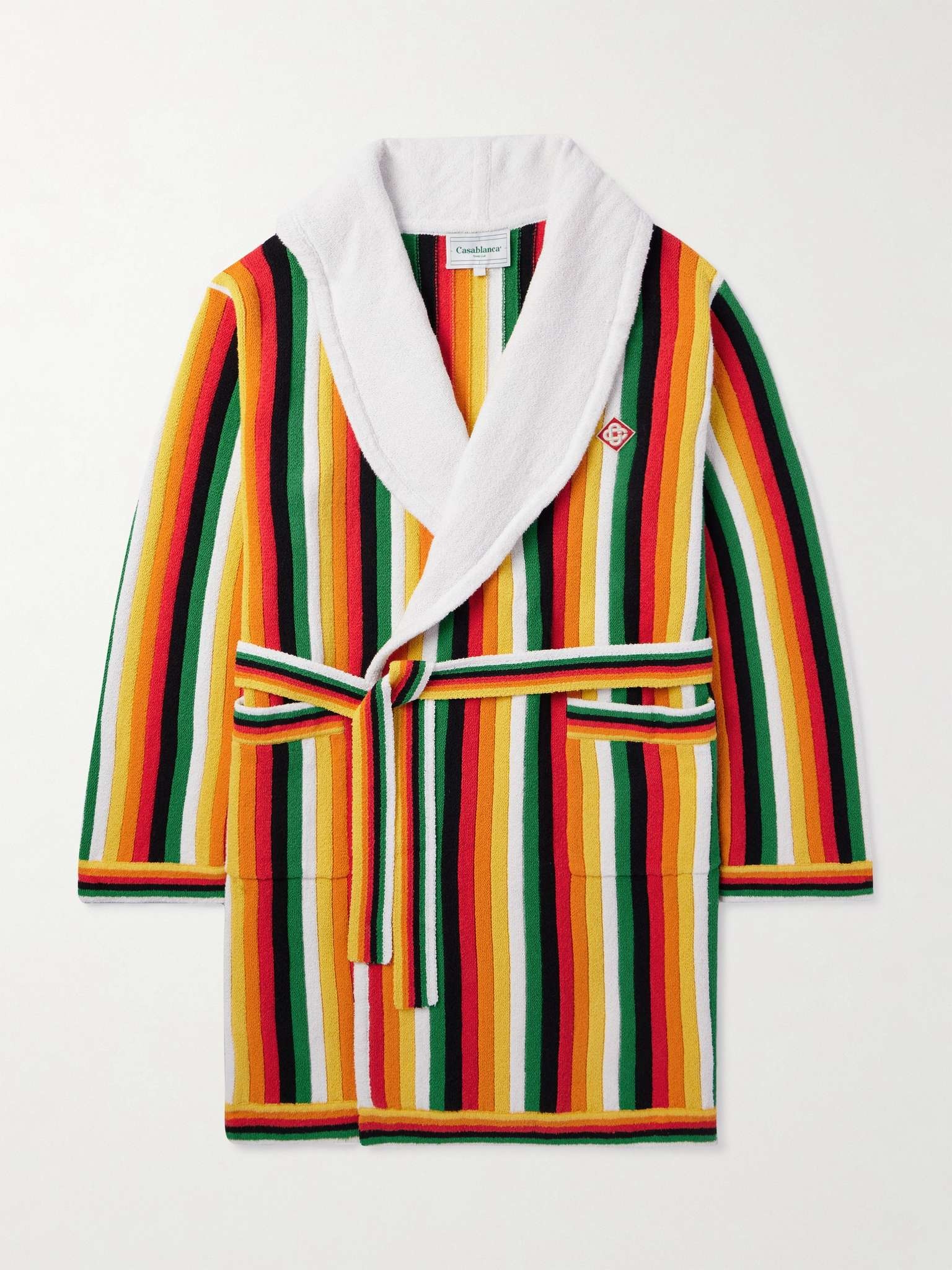 Logo-Appliqued Striped Cotton-Blend Terry Robe - 1
