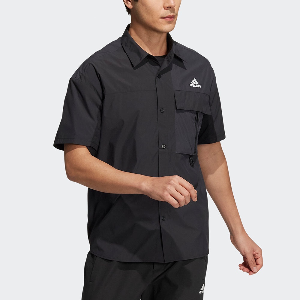 adidas Utl Ss Shirts Contrasting Colors Loose Sports Short Sleeve Shirt Black H13778 - 2