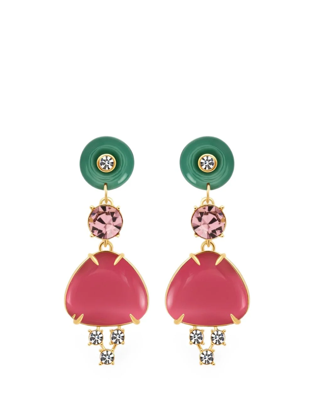 Cabochon crystal drop earrings - 1