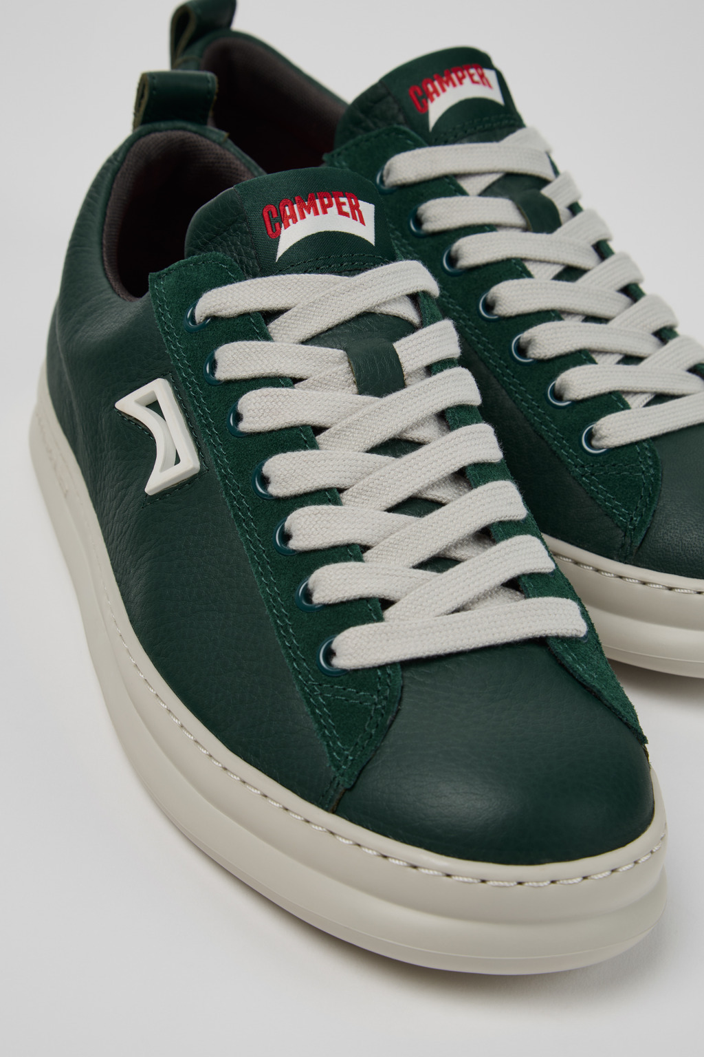 Green Leather and Nubuck Sneakers for Men. - 2