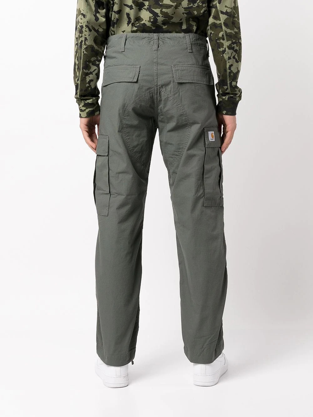 mid-rise cotton cargo trousers - 4