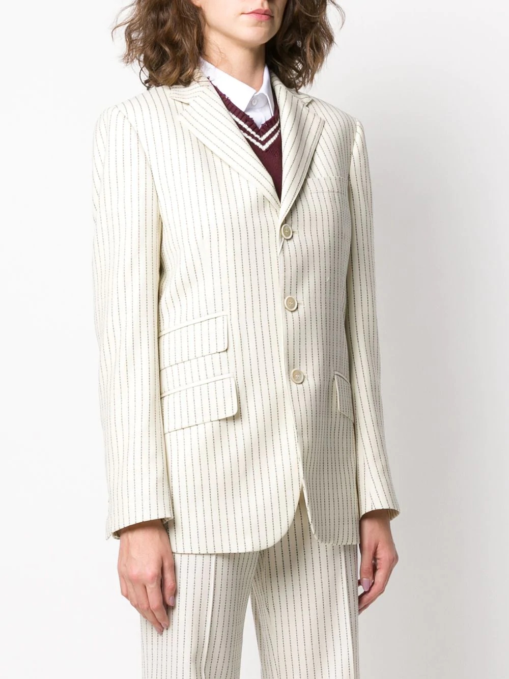 logo-stripe single-breasted blazer - 3