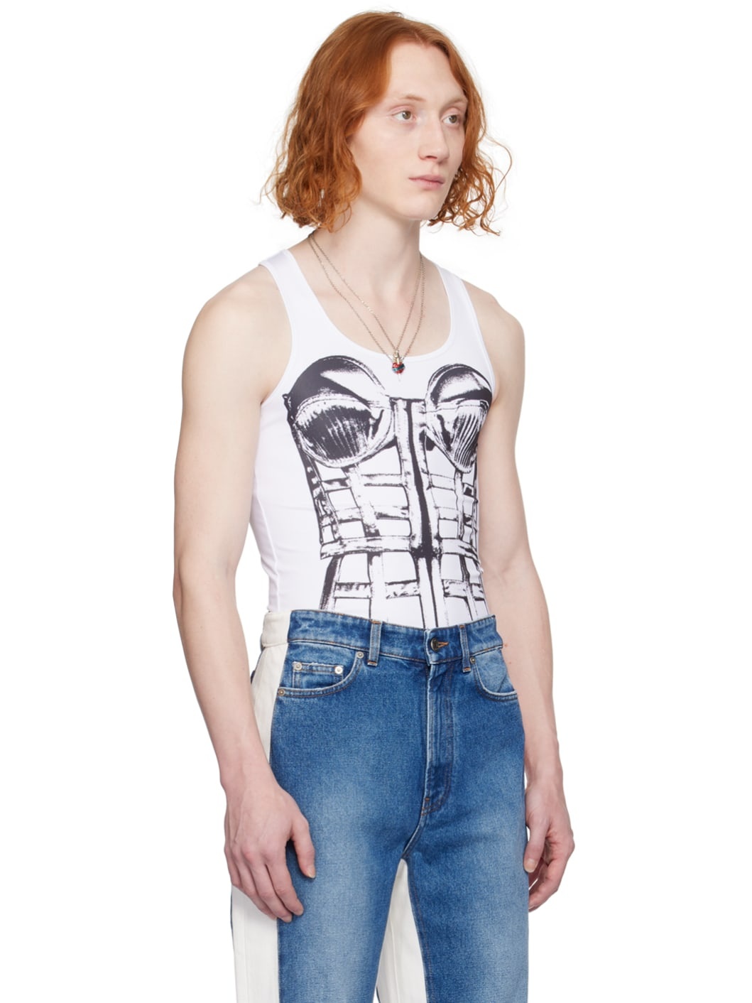 White Trompe-L'œil Tank Top - 2