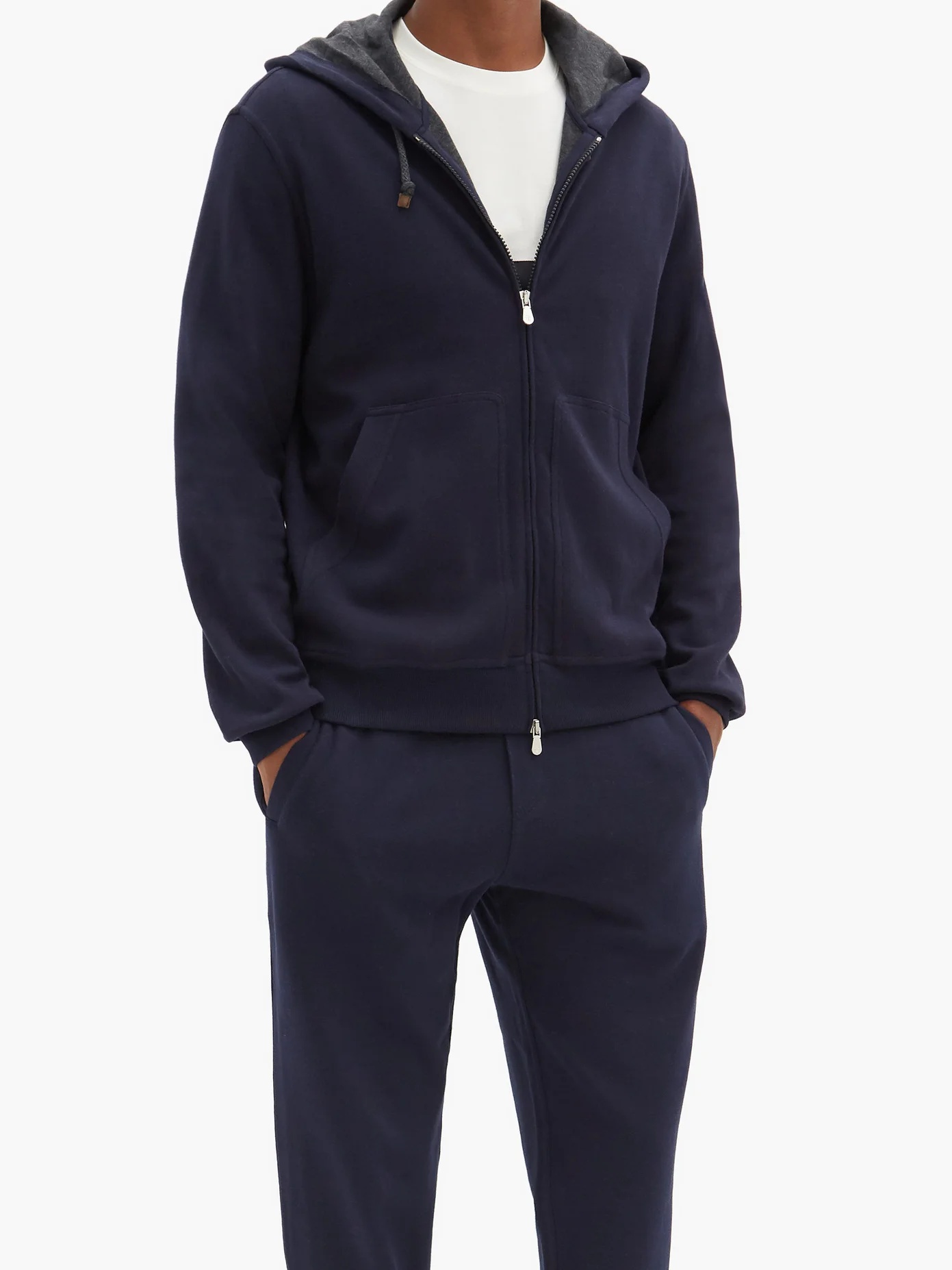 Cotton-blend jersey hooded zip-up sweatshirt - 2