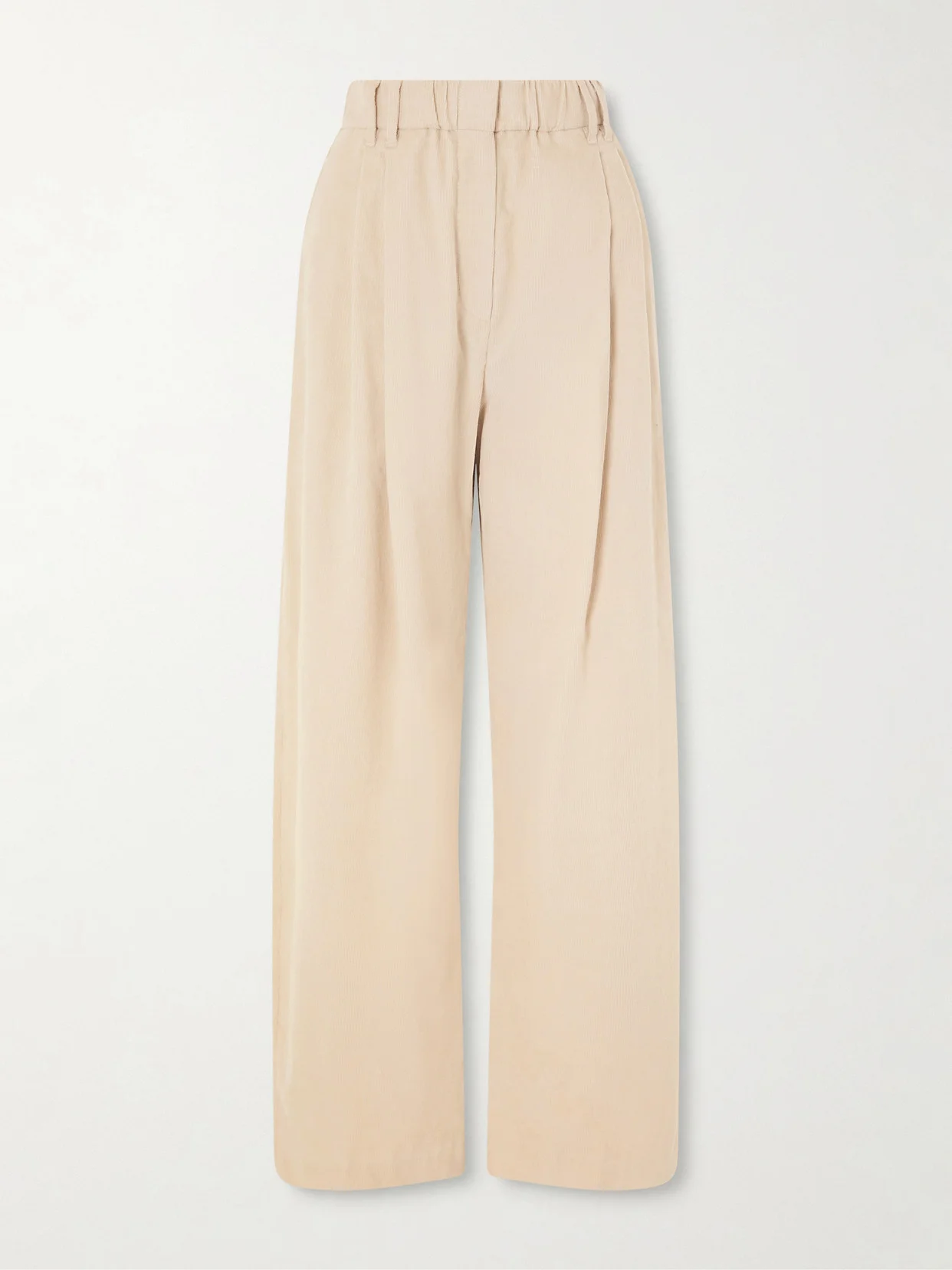 Pleated Cotton, Lyocell And Cashmere-blend Corduroy Wide-leg Pants - 1