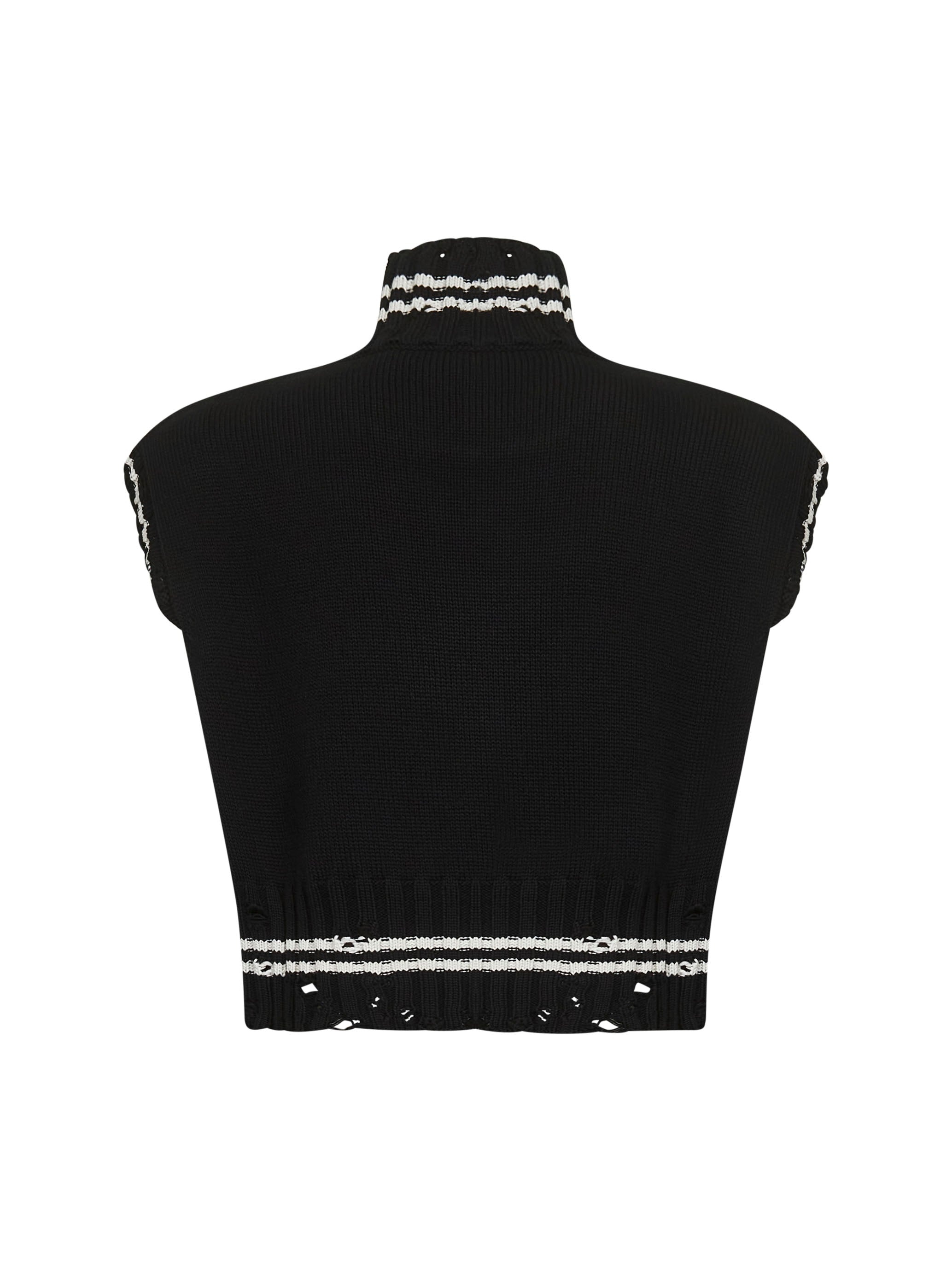 Black cotton cropped vest - 2