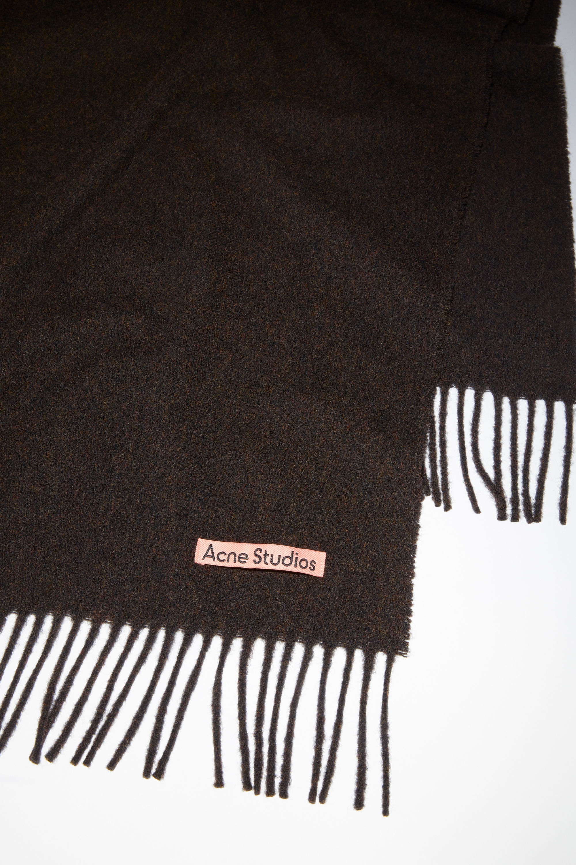 Fringe wool scarf - oversized - Chocolate brown melange - 4