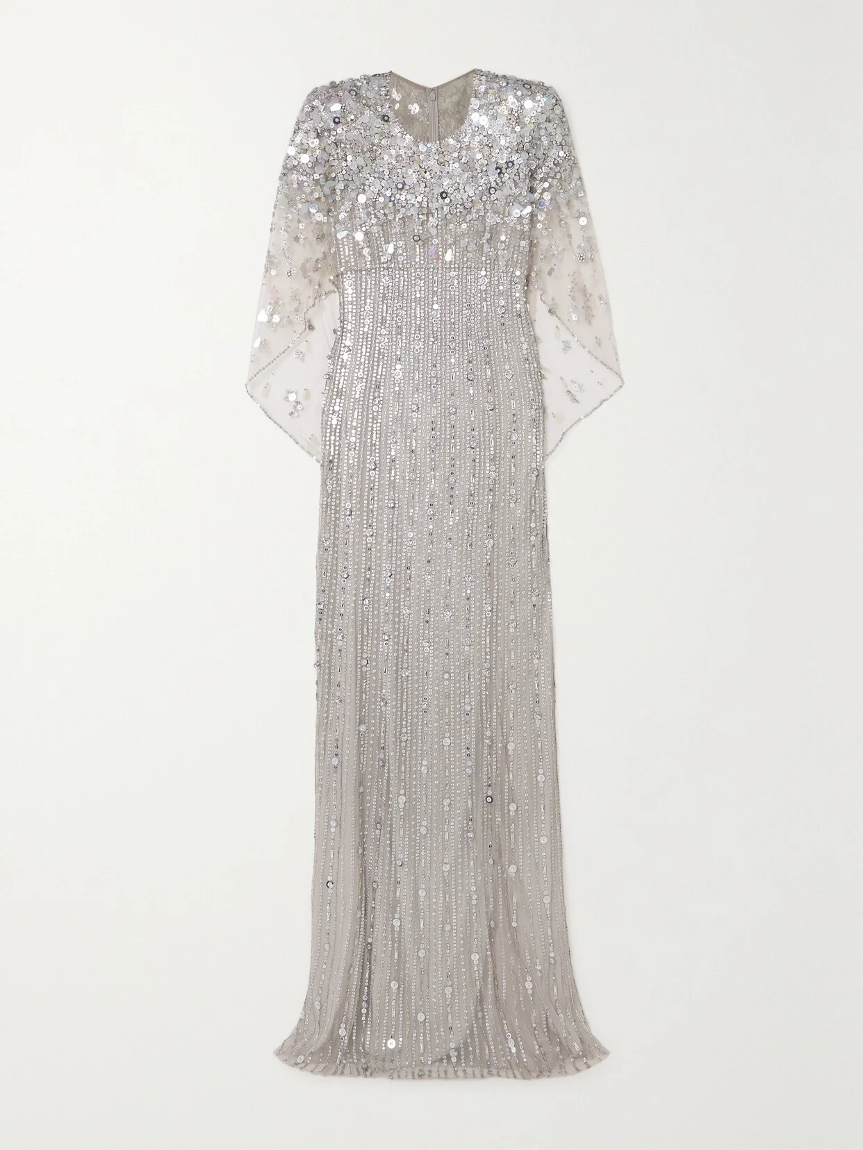 Nettie Cape-effect Embellished Sequined Tulle Gown - 1