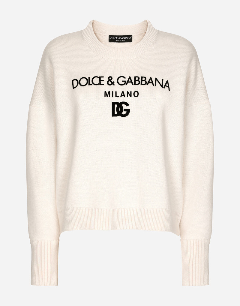 Cashmere sweater with flocked DG logo 1
