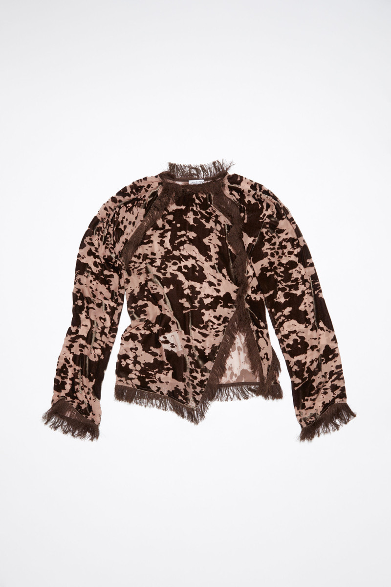 Acne Studios Velvet cow print top - Chocolate brown | REVERSIBLE