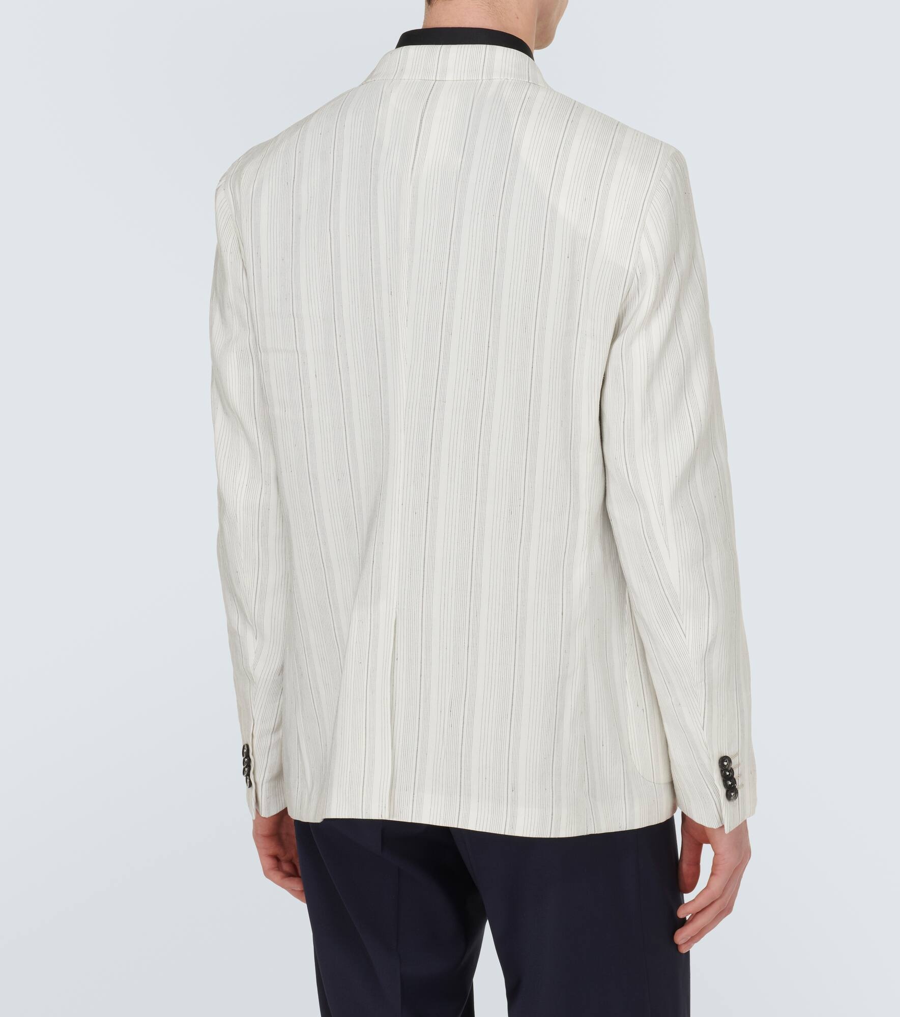 Chalk stripe linen and silk jacket - 4