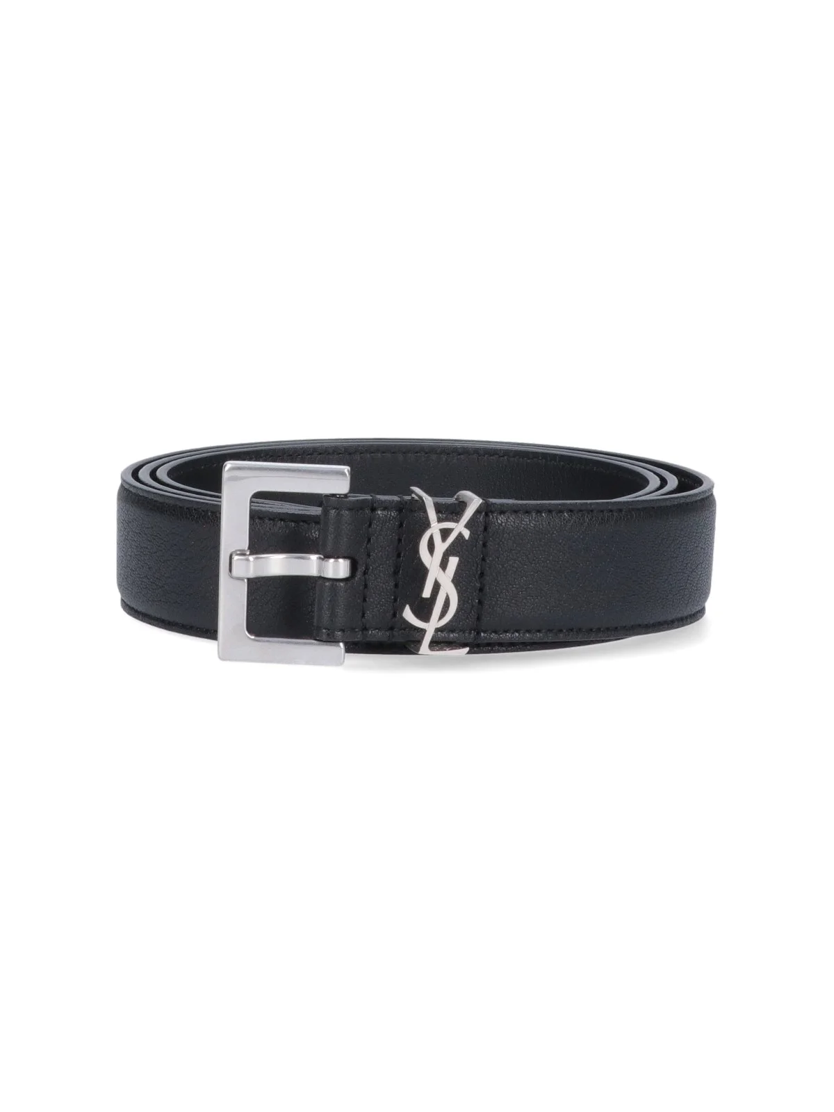 SAINT LAURENT - SMOOTH LEATHER LOGO BELT - 1