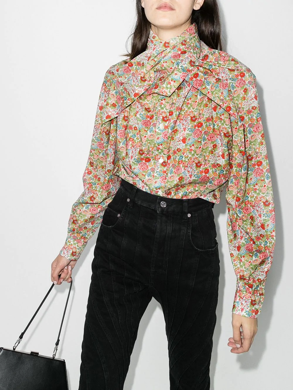 scarf-neck floral-print blouse - 2