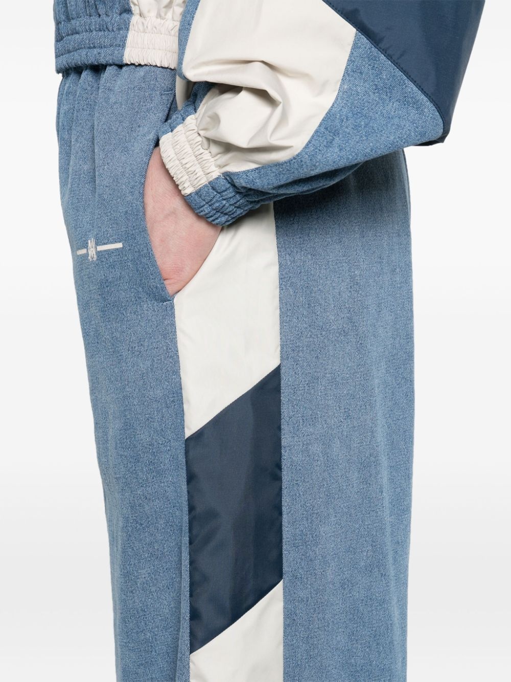 drawstring chambray track pants - 5