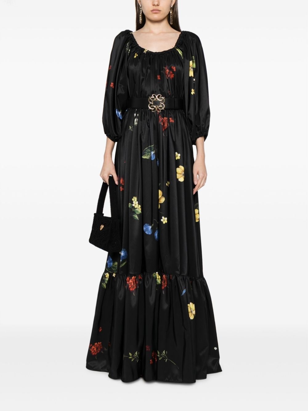 floral-print satin maxi dress - 2