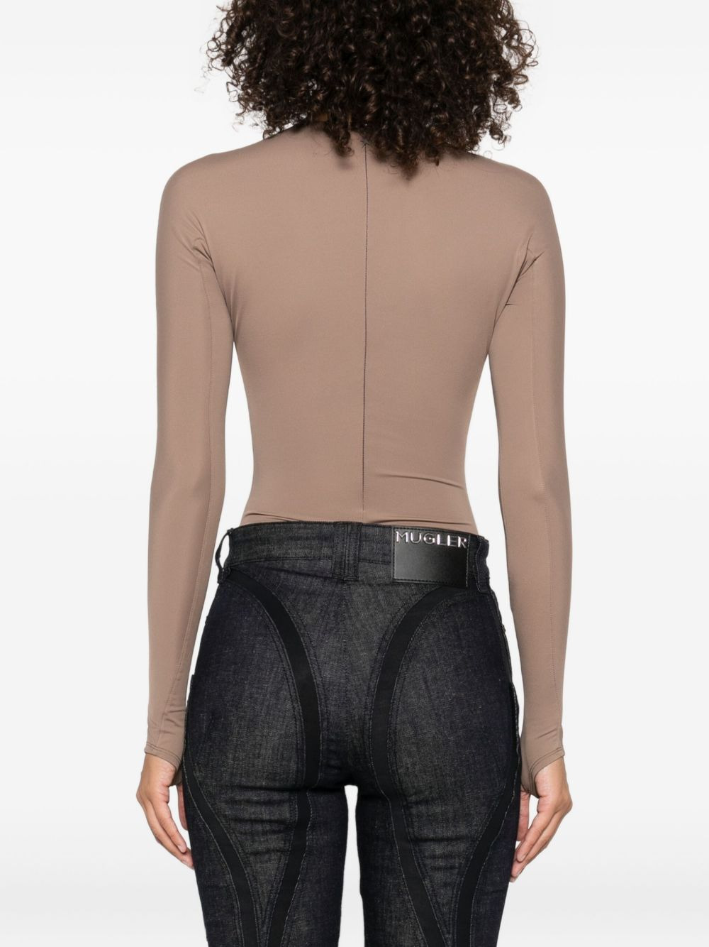 embossed long-sleeve bodysuit - 4