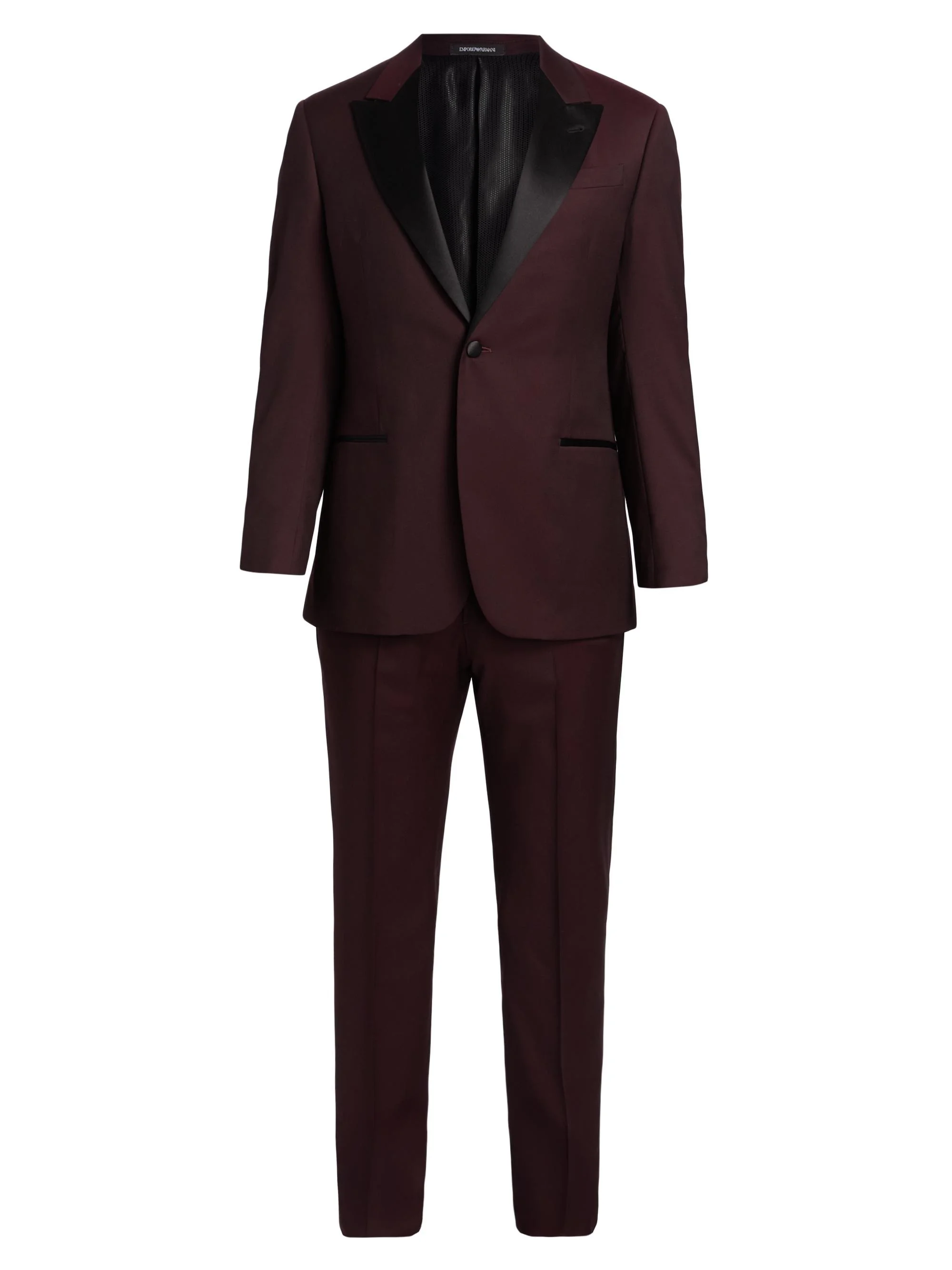 Men's Solid Virgin Wool Tuxedo - Merlot - 1