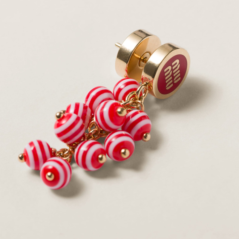 Metal earrings with synthetic pearls 3