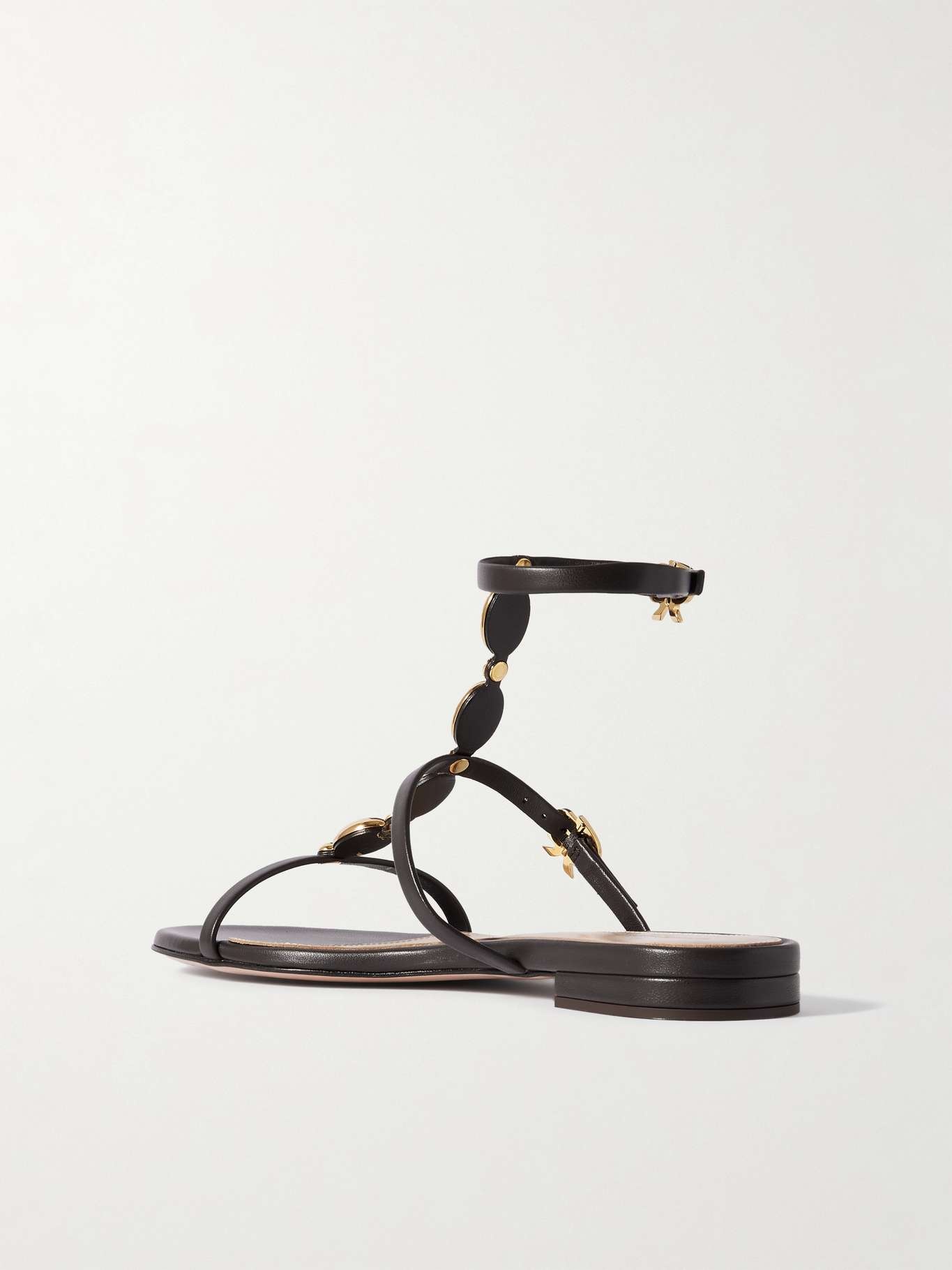 Embellished leather sandals Chocolate - 3