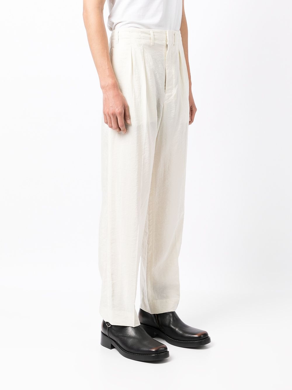 box pleat straight trousers - 3