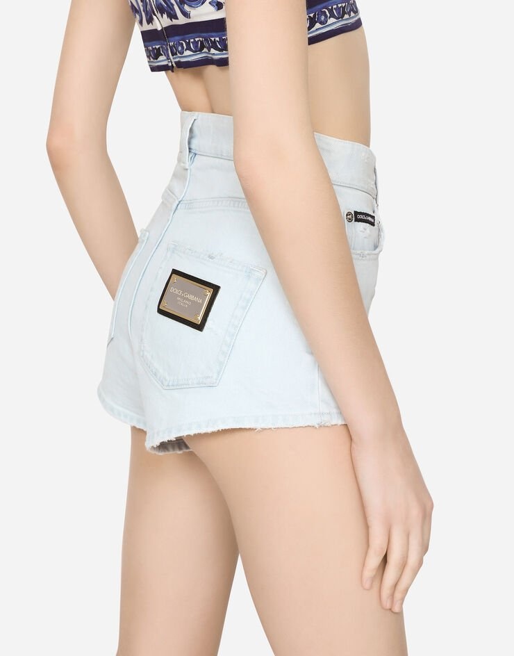 Light blue denim shorts - 5