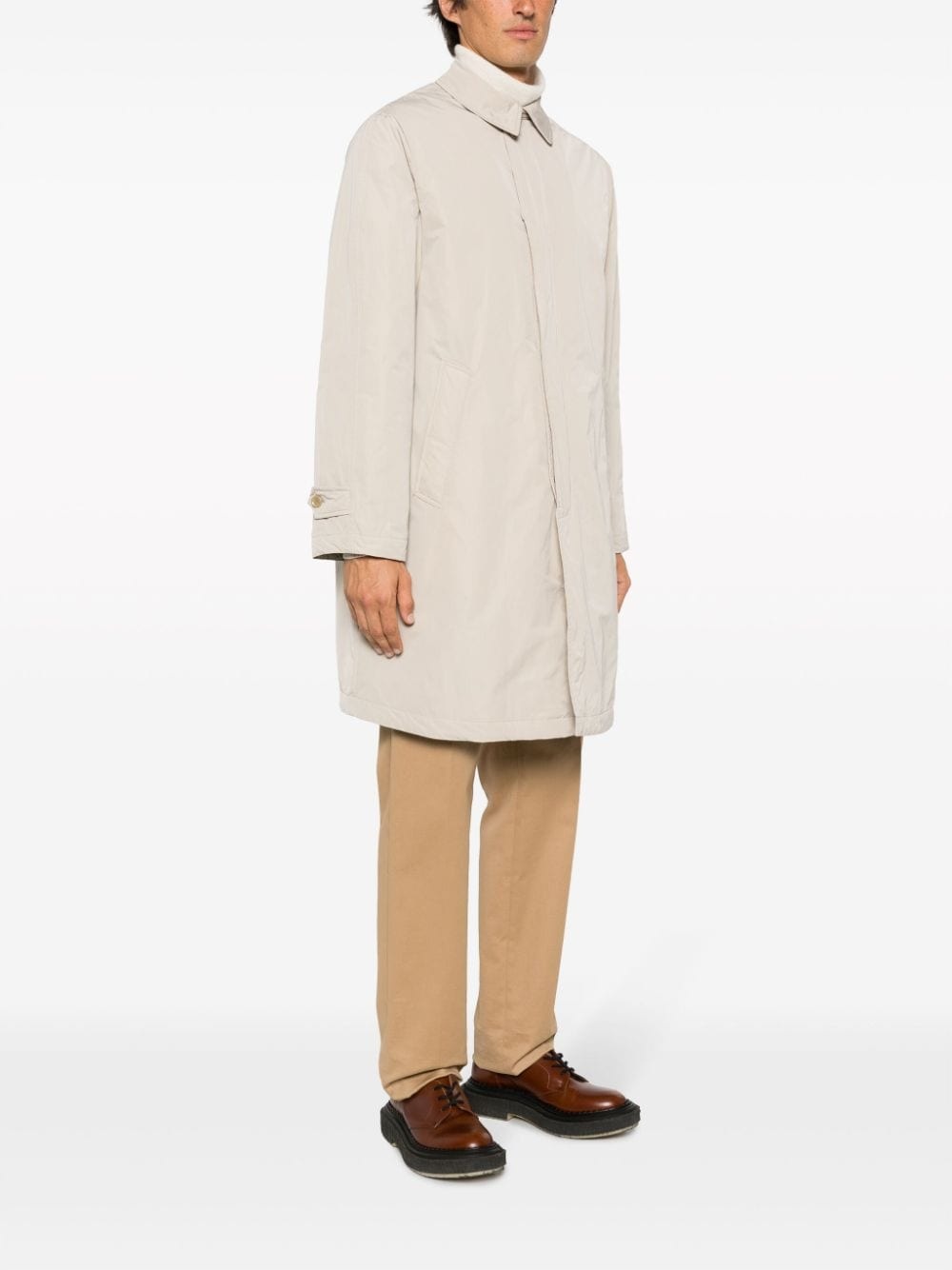 single-breasted padded raincoat - 3