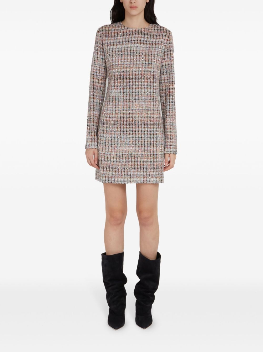sequin-embellished checked mini dress - 2