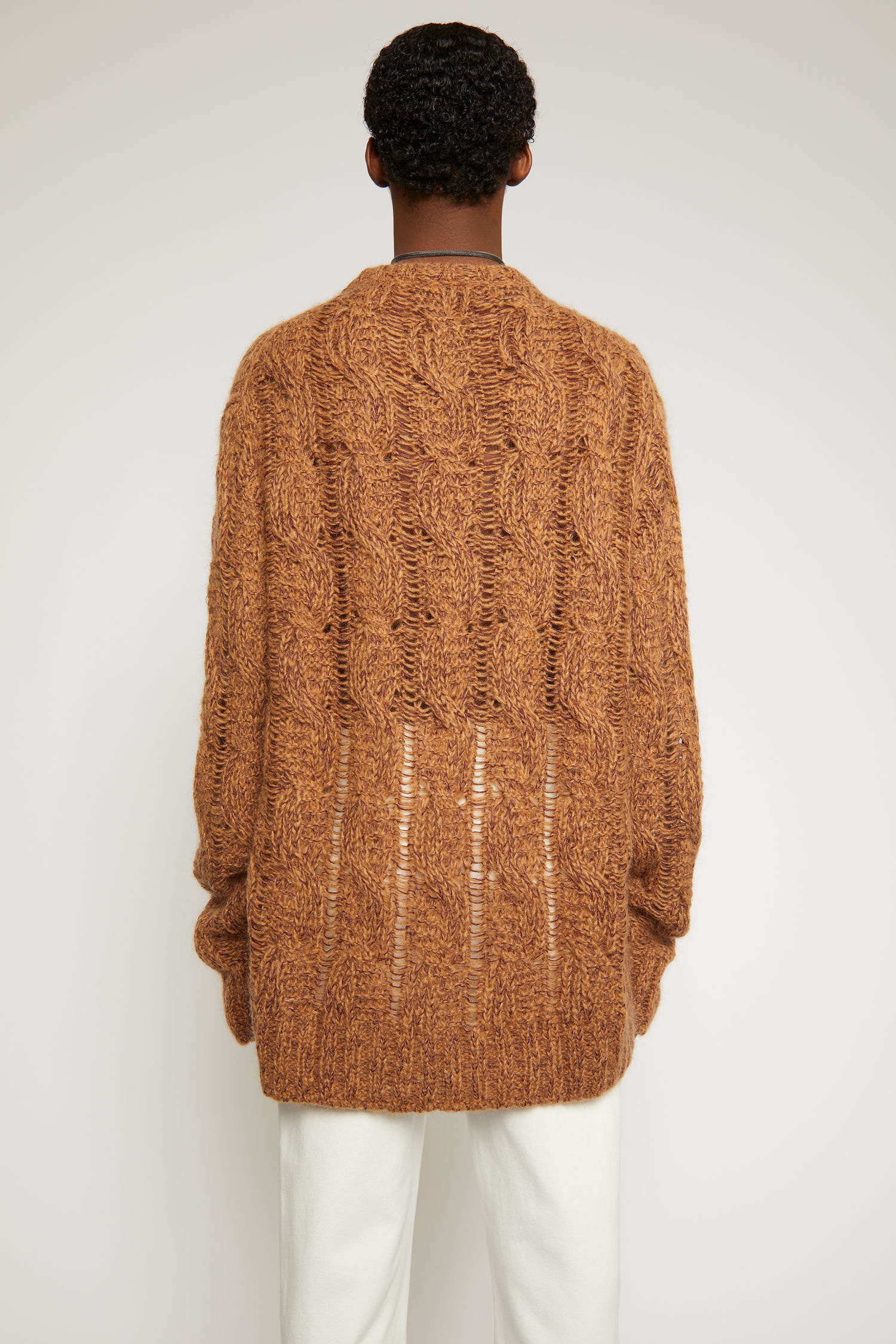 Melange cable-knit sweater brown/burgundy - 3