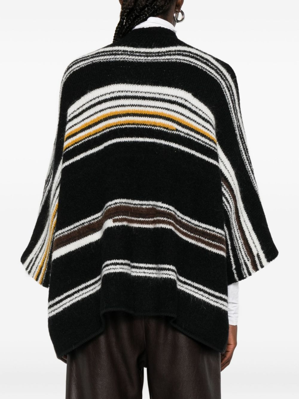 striped V-neck cardigan - 4