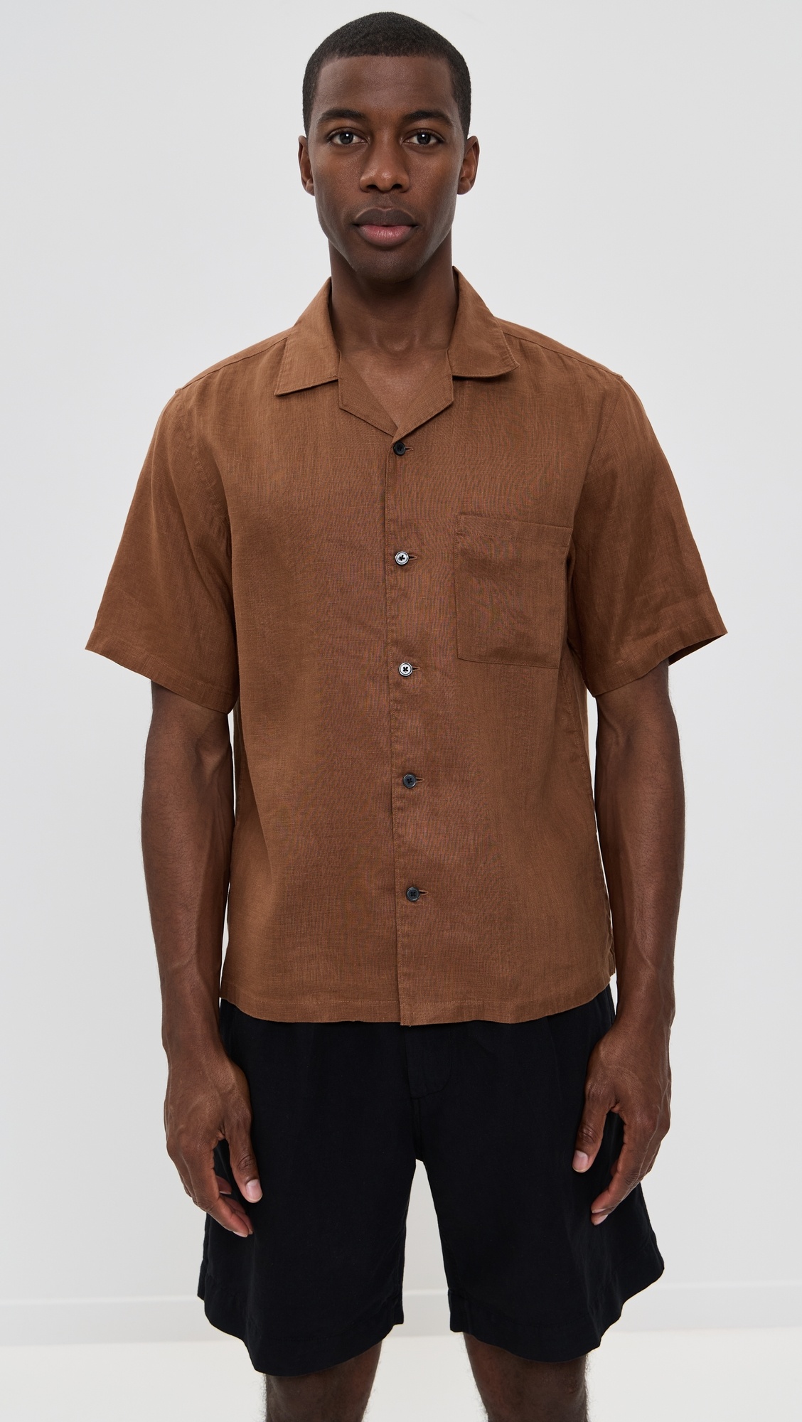 Noll Short Sleeve Camp Collar in Relaxed Linen - 7