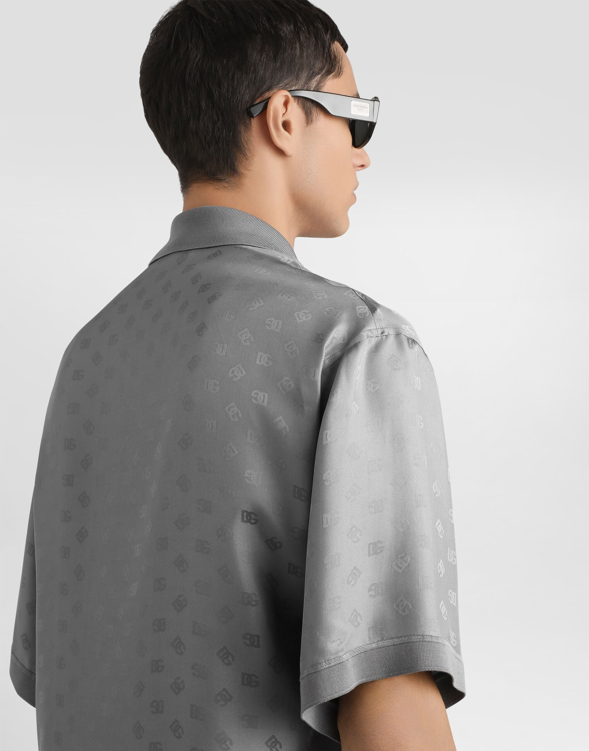 Silk jacquard polo shirt with DG logo - 5