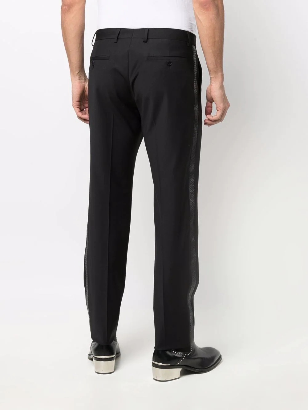 side-stripe straight-leg trousers - 4