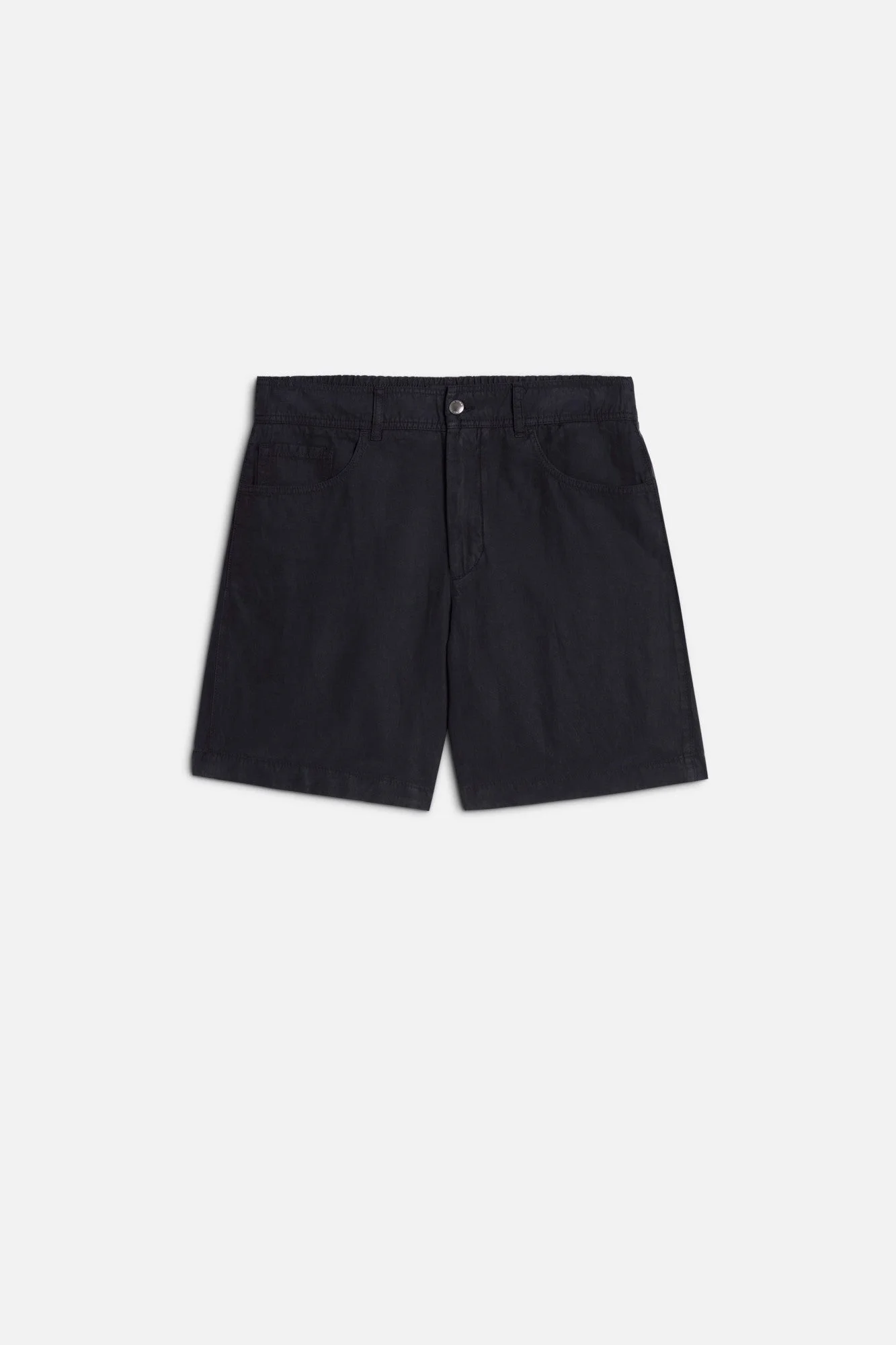 HYBRID JOGGER SHORT in Linen Blend Navy - 1